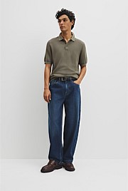 Short Sleeve Good Earth Cotton Pique Knit Polo