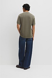 Short Sleeve Good Earth Cotton Pique Knit Polo