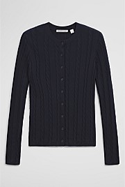 Organically Grown Cotton Blend Cable Knit Cardigan