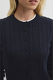 Organically Grown Cotton Blend Cable Knit Cardigan
