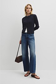 Organically Grown Cotton Blend Cable Knit Cardigan