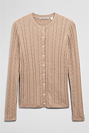 Organically Grown Cotton Blend Cable Knit Cardigan
