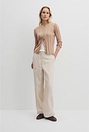Organically Grown Cotton Blend Cable Knit Cardigan