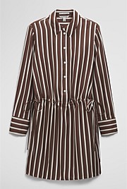 Silk Stripe Gather Mini Dress