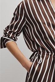Silk Stripe Gather Mini Dress