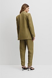 Linen Blend Double Breasted Blazer