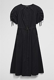 Gathered Sleeve Midi Dress