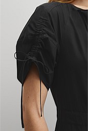 Gathered Sleeve Midi Dress