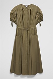 Gathered Sleeve Midi Dress