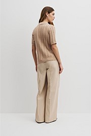 Organically Grown Cotton Blend Cable Polo Knit