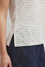 Stripe Linen Boat Neck Tank
