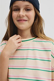 Teen Short Sleeve Oversized Stripe T-Shirt