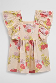 Short Sleeve Flutter Sleeve Top