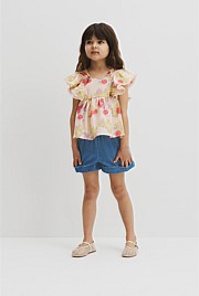 Short Sleeve Flutter Sleeve Top