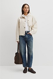 Linen Funnel Neck Jacket