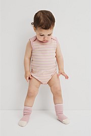 Organically Grown Cotton Blend Sleeveless Rib Bodysuit