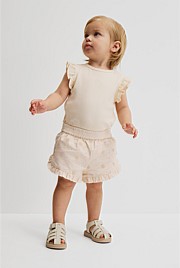 Pull On Embroidered Short