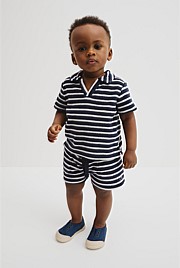 Relaxed Fit Stripe Terry Polo