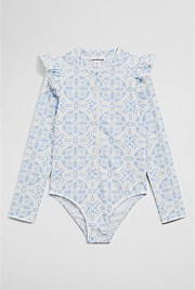 Long Sleeve Frill Swimsuit