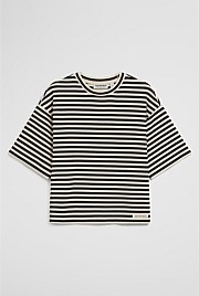 Australian Cotton Blend Stripe Boxy T-Shirt