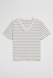 Australian Cotton Stripe V-Neck T-Shirt