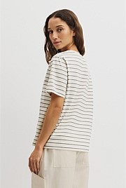 Australian Cotton Stripe V-Neck T-Shirt