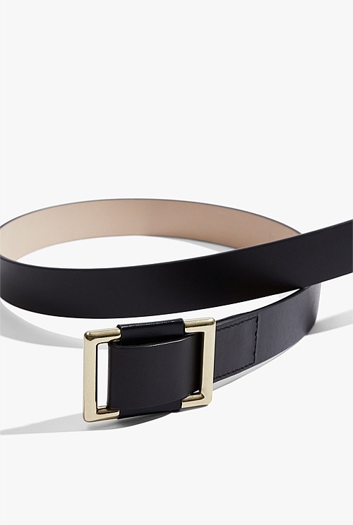 Square Detail Leather Belt