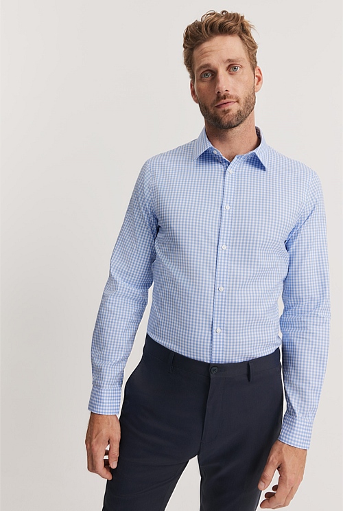 Slim Fit Gingham Travel Shirt