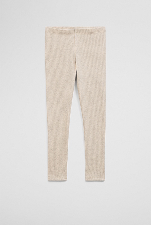 Organically Grown Cotton Blend Solid Rib Legging