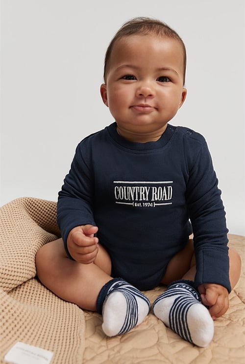 Organically Grown Cotton Heritage Long Sleeve Bodysuit