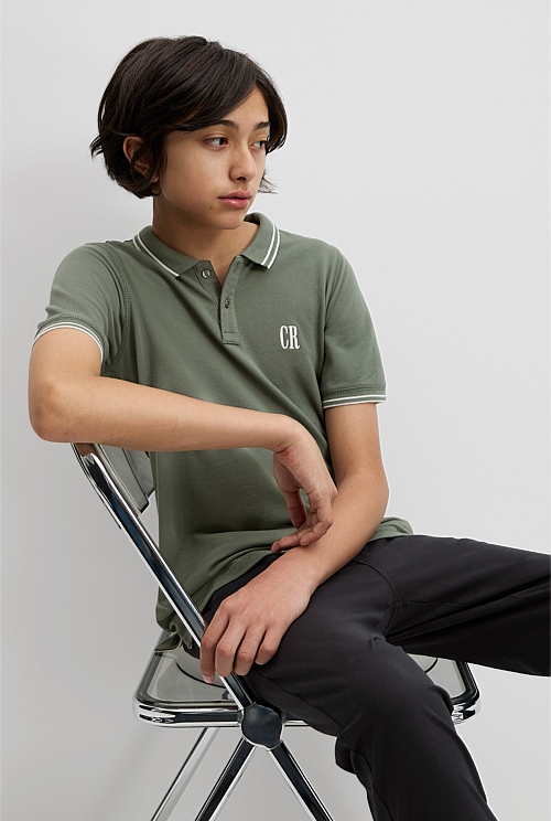 Teen Recycled Cotton Blend Logo Polo Shirt