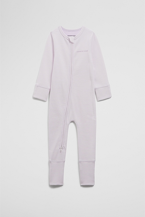 Organically Grown Cotton Stripe Rib Jumpsuit