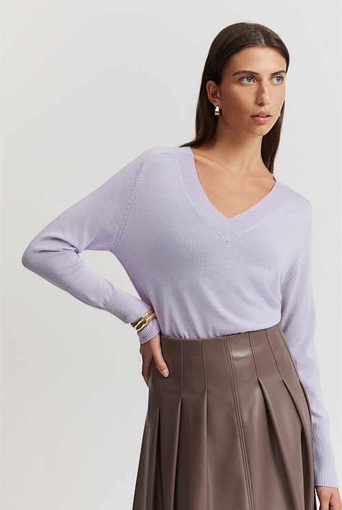 Verified Australian Merino Wool V-Neck Knit