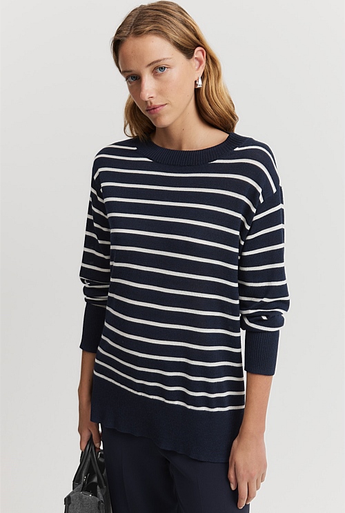 Verified Australian Merino Wool Stripe Crew Knit