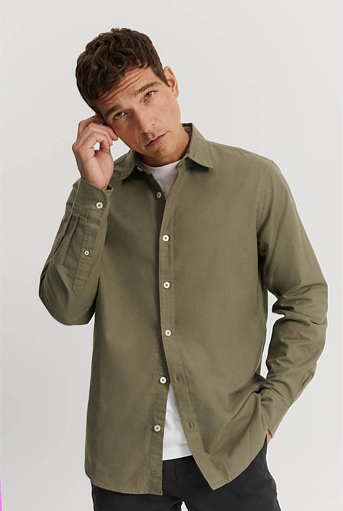 Regular Fit Australian Good Earth Cotton Brushed Twill Shirt