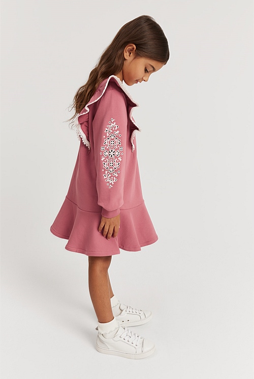 Organically Grown Cotton Embroidered Sweat Dress