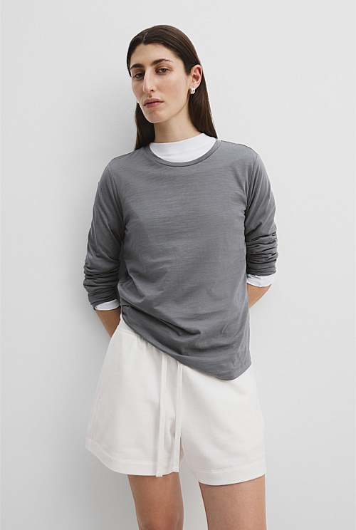 Australian Cotton Long Sleeve Slub T-Shirt