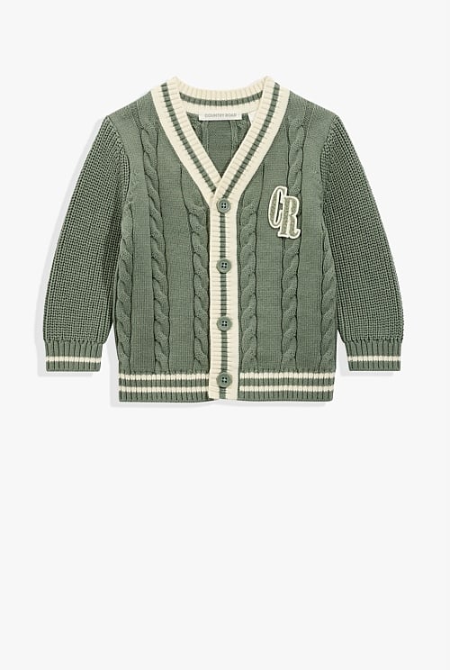 Organically Grown Cotton Varsity Cardigan