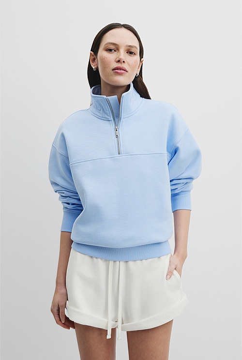 Australian Good Earth Cotton Zip Collar Sweat