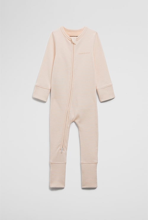 Organically Grown Cotton Stripe Rib Jumpsuit