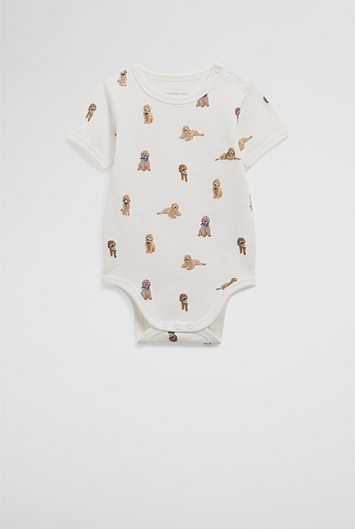 Organically Grown Cotton Puppy Print Bodysuit