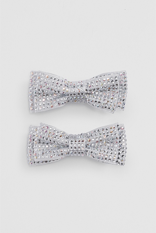 Crystal Bow Clips Pack of 2