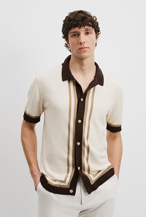 Australian Cotton Border Knit Shirt