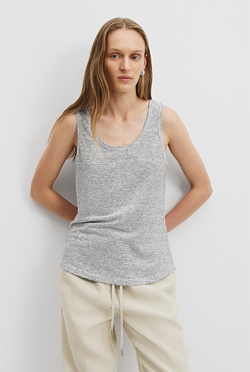 Stripe Linen Jersey Tank