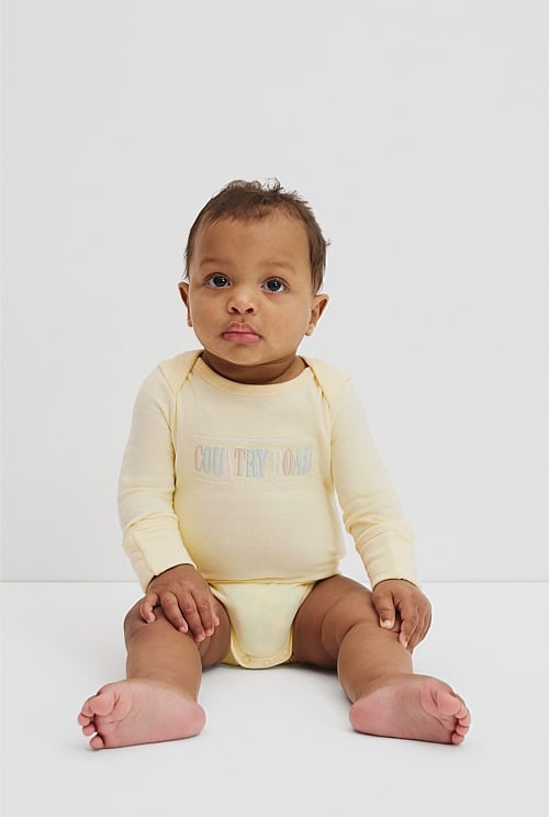 Organically Grown Cotton Heritage Long Sleeve Bodysuit