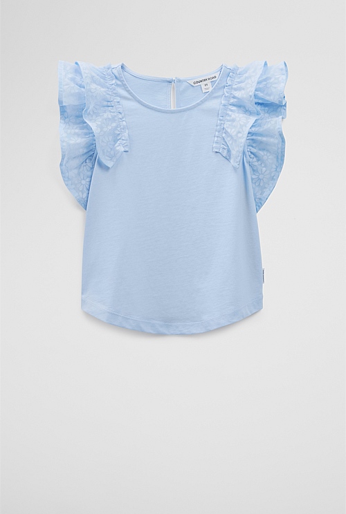 Organically Grown Cotton Frill Sleeve T-Shirt