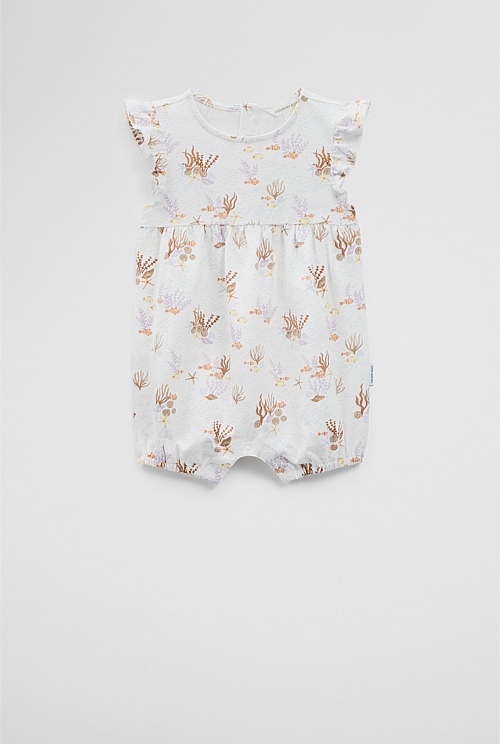 Organically Grown Cotton Shell Frill Romper