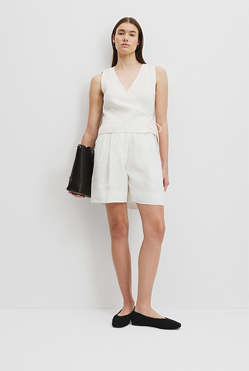 Organically Grown Linen Wrap Vest Top