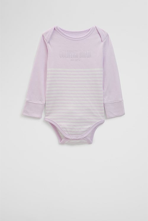 Organically Grown Cotton Stripe Long Sleeve Heritage Bodysuit