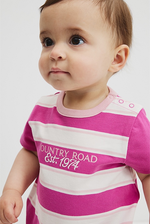 Organically Grown Cotton CR Est. 1974 Stripe Bodysuit